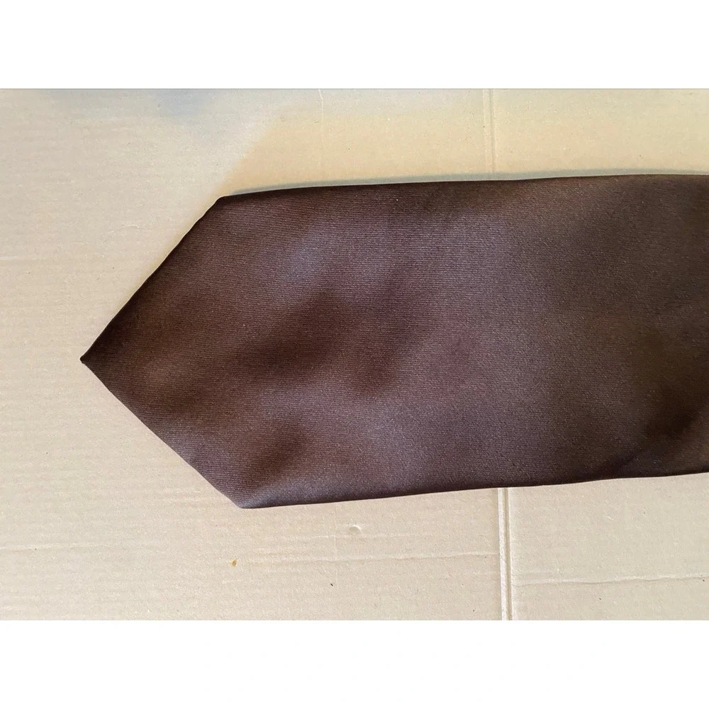 George Mens Necktie Chocolate Brown Solid Satin Finish Formal Wedding Tie
